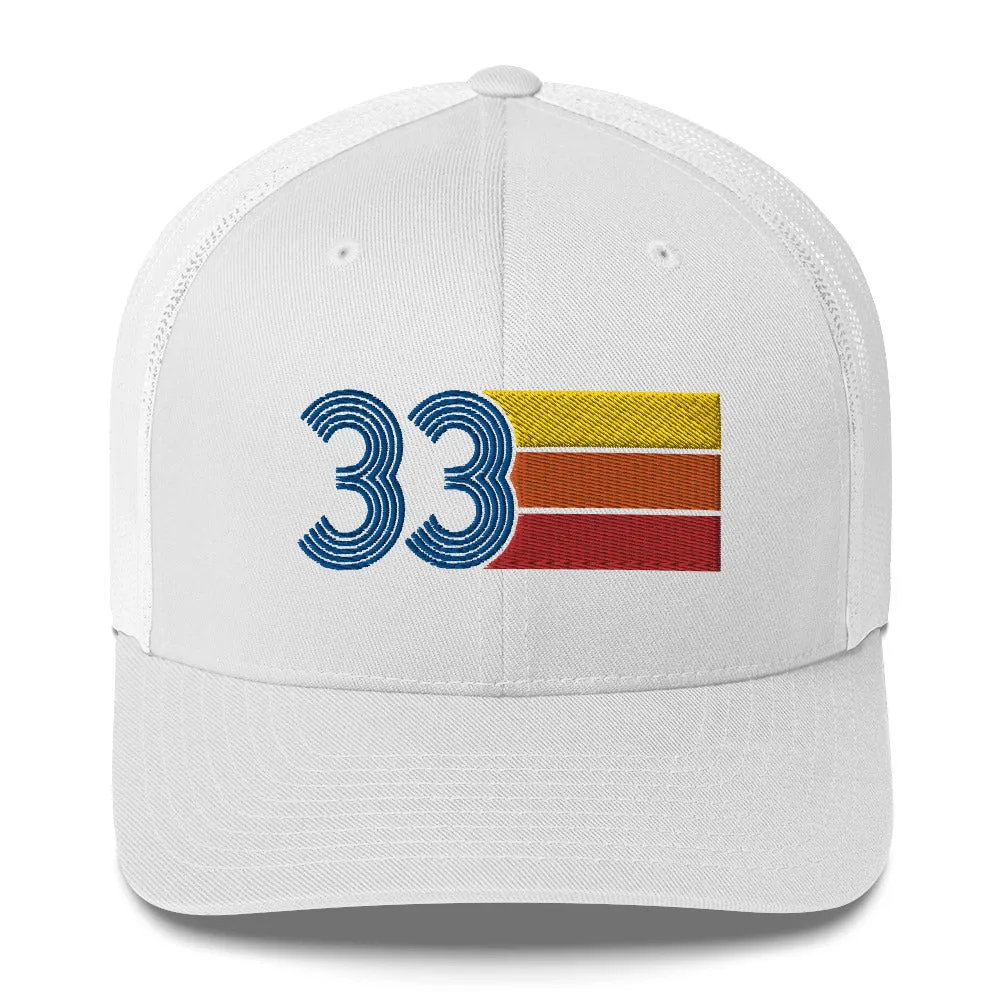 33 Number 33rd Birthday Retro Men's Women's Trucker Hat