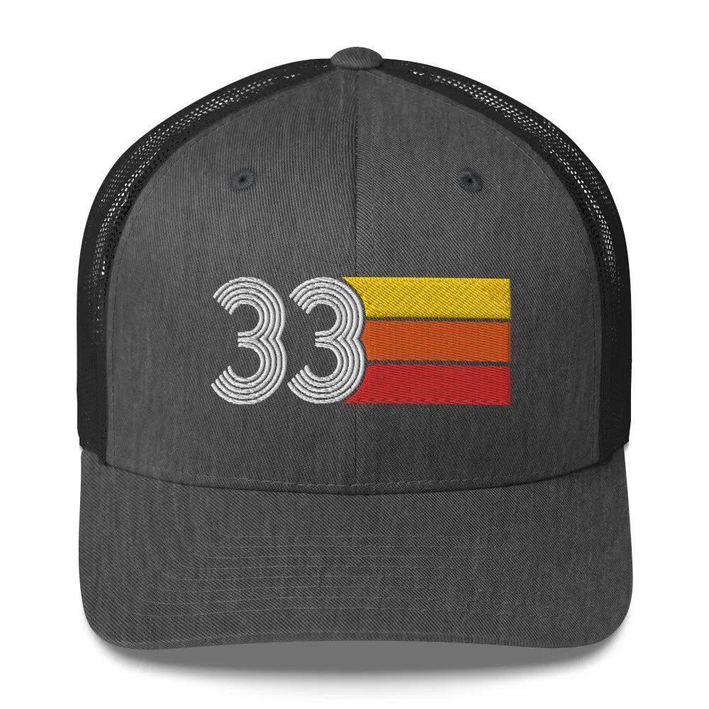 33 Number 33rd Birthday Retro Men's Women's Trucker Hat