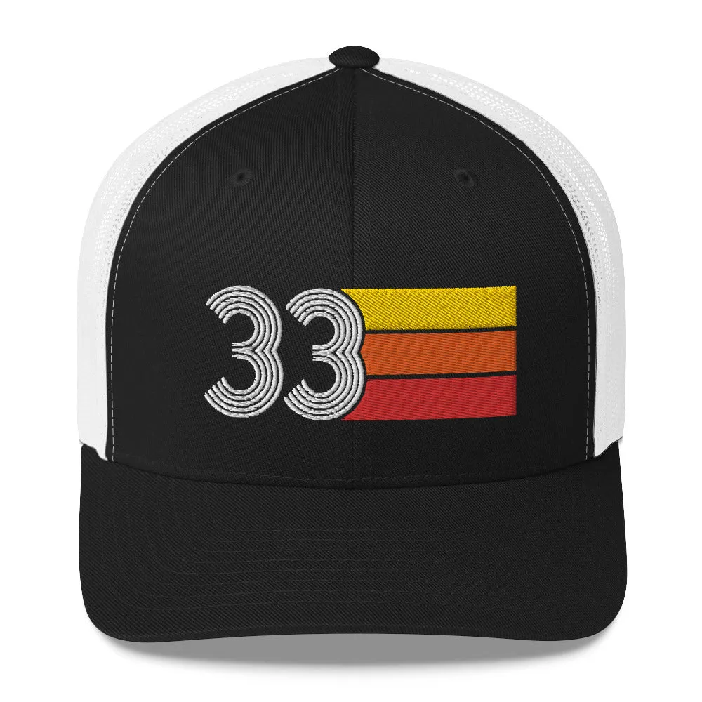 33 Number 33rd Birthday Retro Men's Women's Trucker Hat