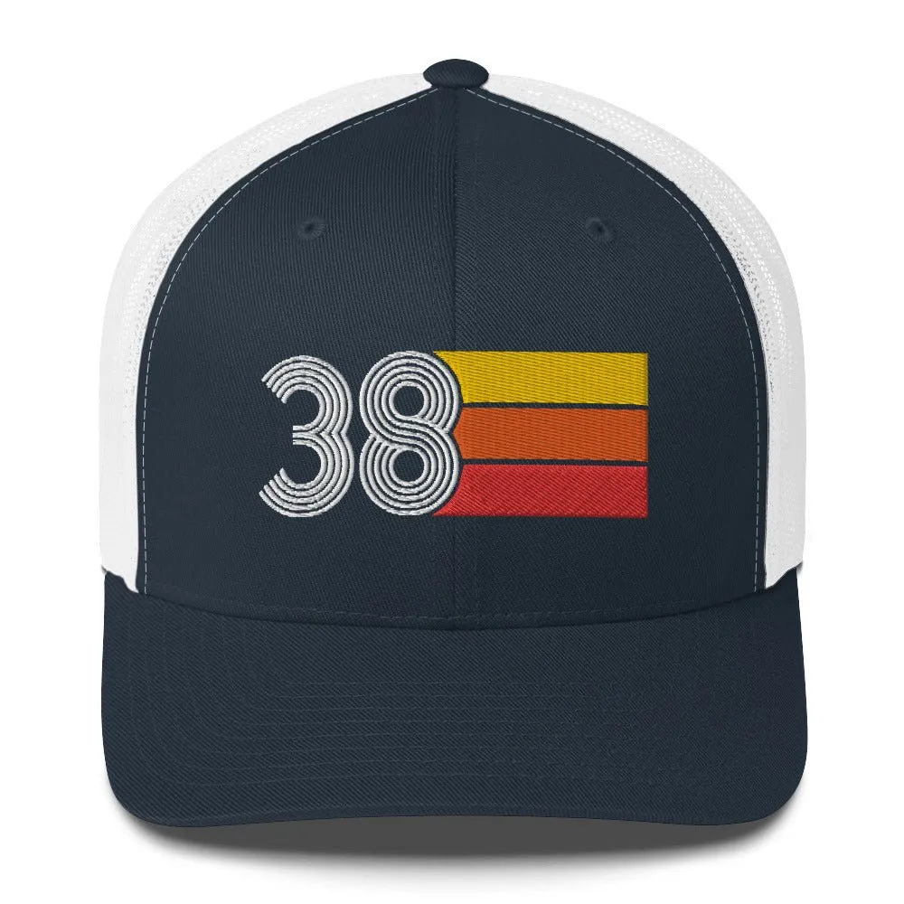 38 Number 38th Birthday Retro Men's Women's Trucker Hat