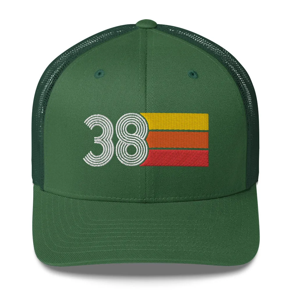 38 Number 38th Birthday Retro Men's Women's Trucker Hat
