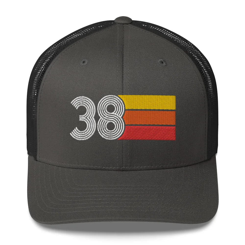 38 Number 38th Birthday Retro Men's Women's Trucker Hat
