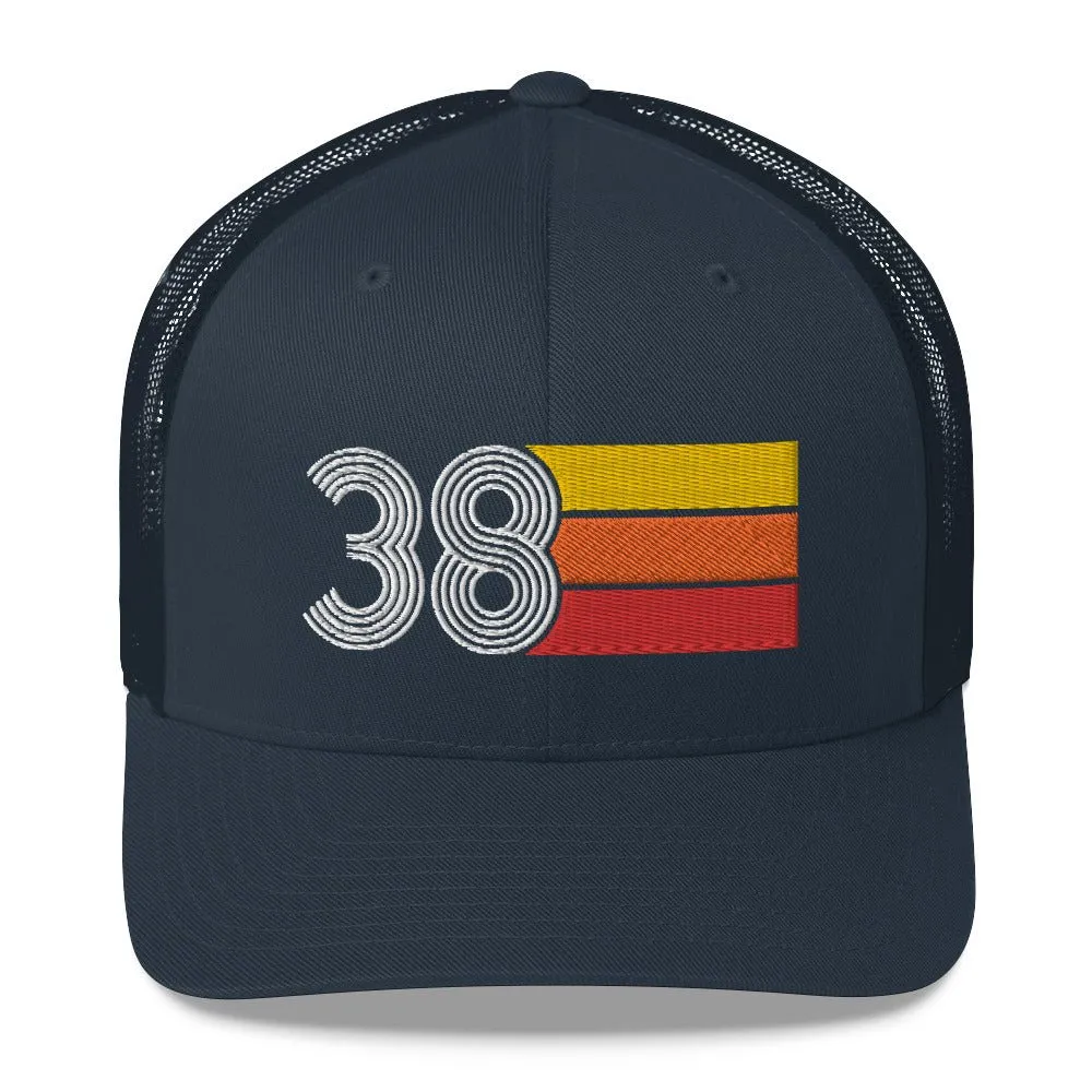 38 Number 38th Birthday Retro Men's Women's Trucker Hat