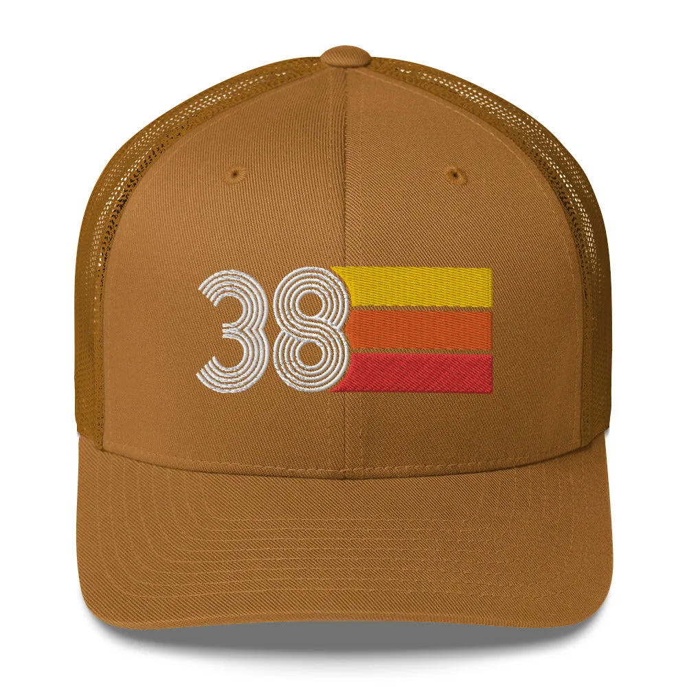 38 Number 38th Birthday Retro Men's Women's Trucker Hat
