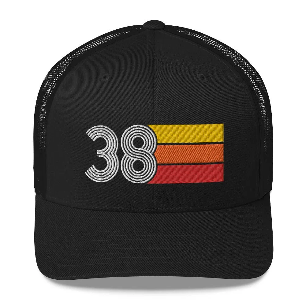 38 Number 38th Birthday Retro Men's Women's Trucker Hat
