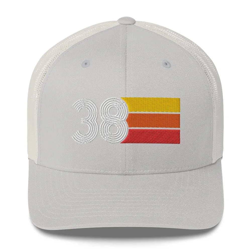 38 Number 38th Birthday Retro Men's Women's Trucker Hat
