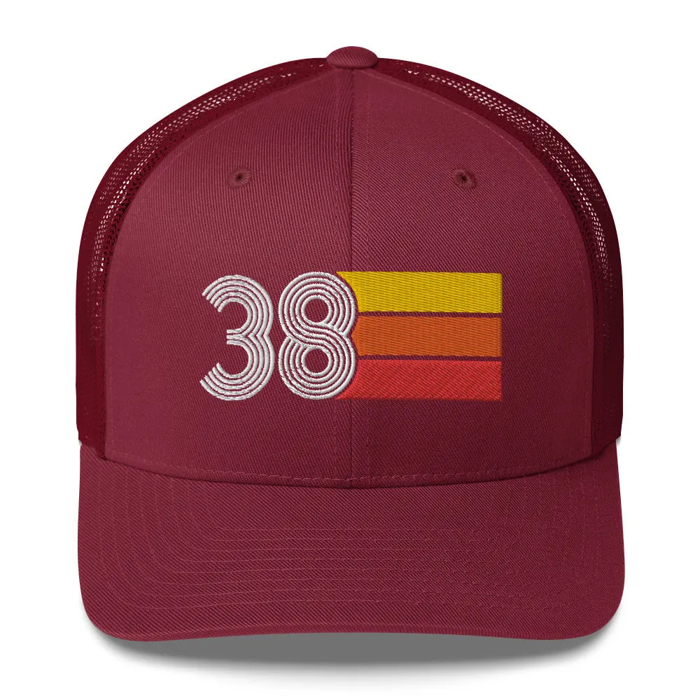 38 Number 38th Birthday Retro Men's Women's Trucker Hat