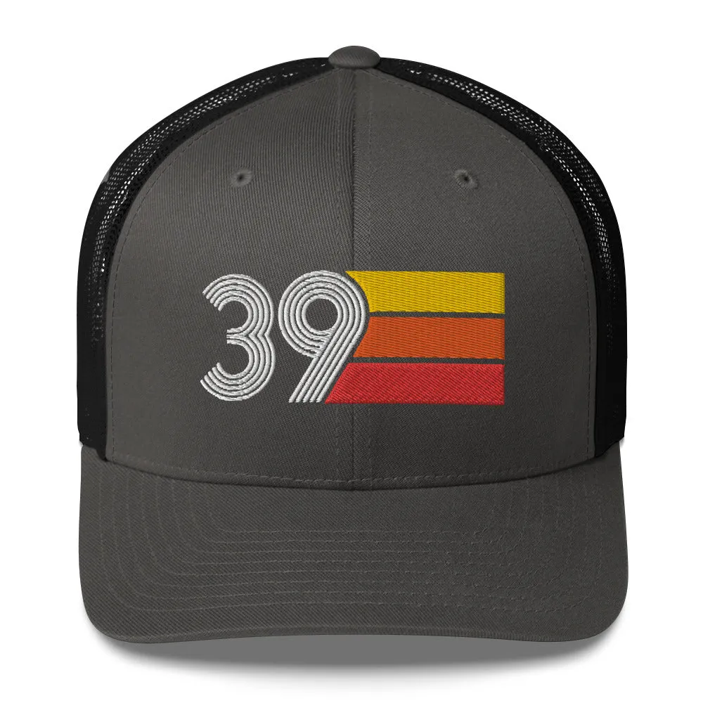 39 Number 39th Birthday Retro Men's Women's Trucker Hat