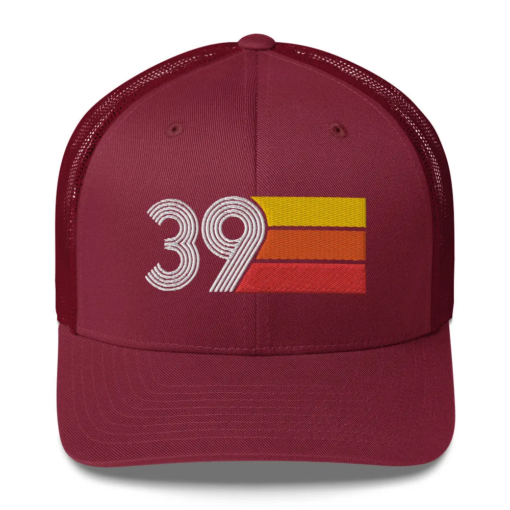 39 Number 39th Birthday Retro Men's Women's Trucker Hat