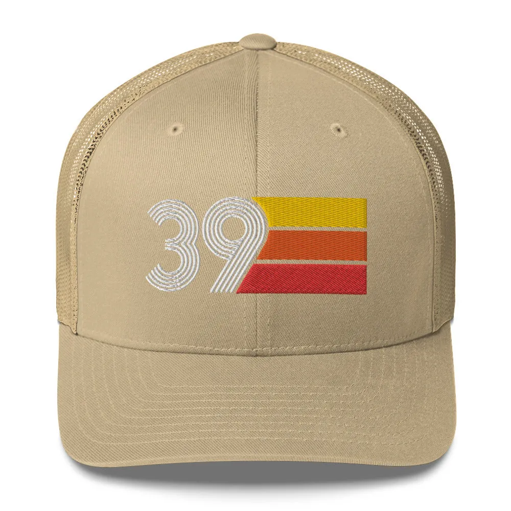 39 Number 39th Birthday Retro Men's Women's Trucker Hat