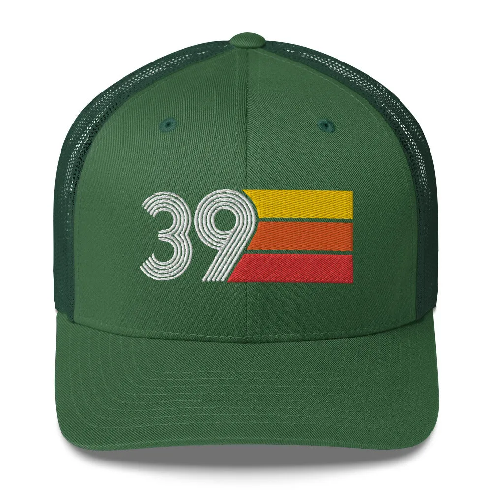 39 Number 39th Birthday Retro Men's Women's Trucker Hat