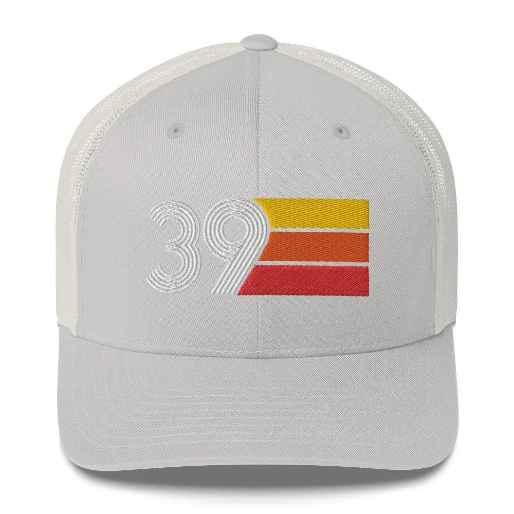 39 Number 39th Birthday Retro Men's Women's Trucker Hat