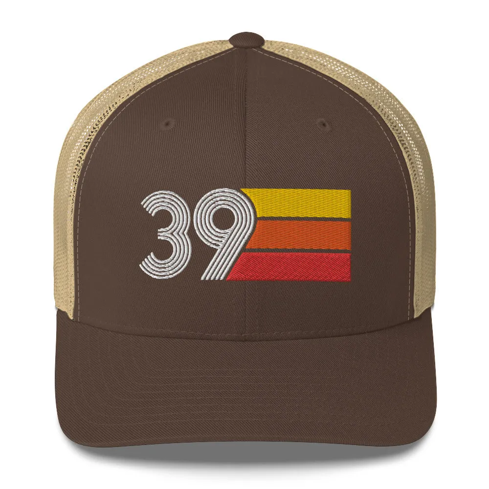 39 Number 39th Birthday Retro Men's Women's Trucker Hat