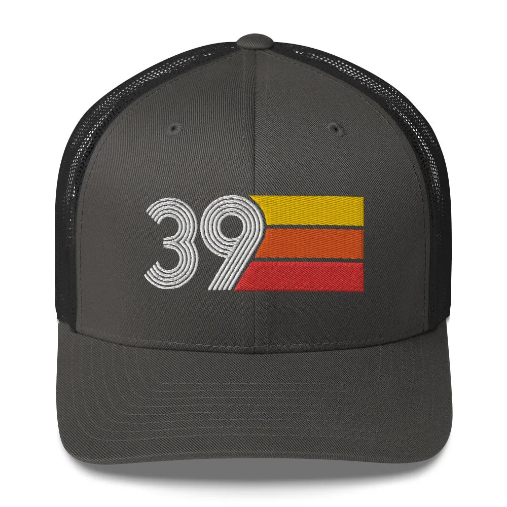 39 Number 39th Birthday Retro Men's Women's Trucker Hat