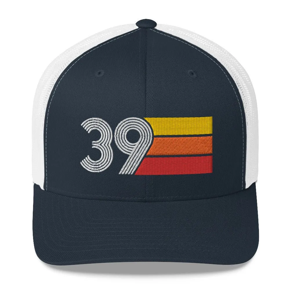 39 Number 39th Birthday Retro Men's Women's Trucker Hat