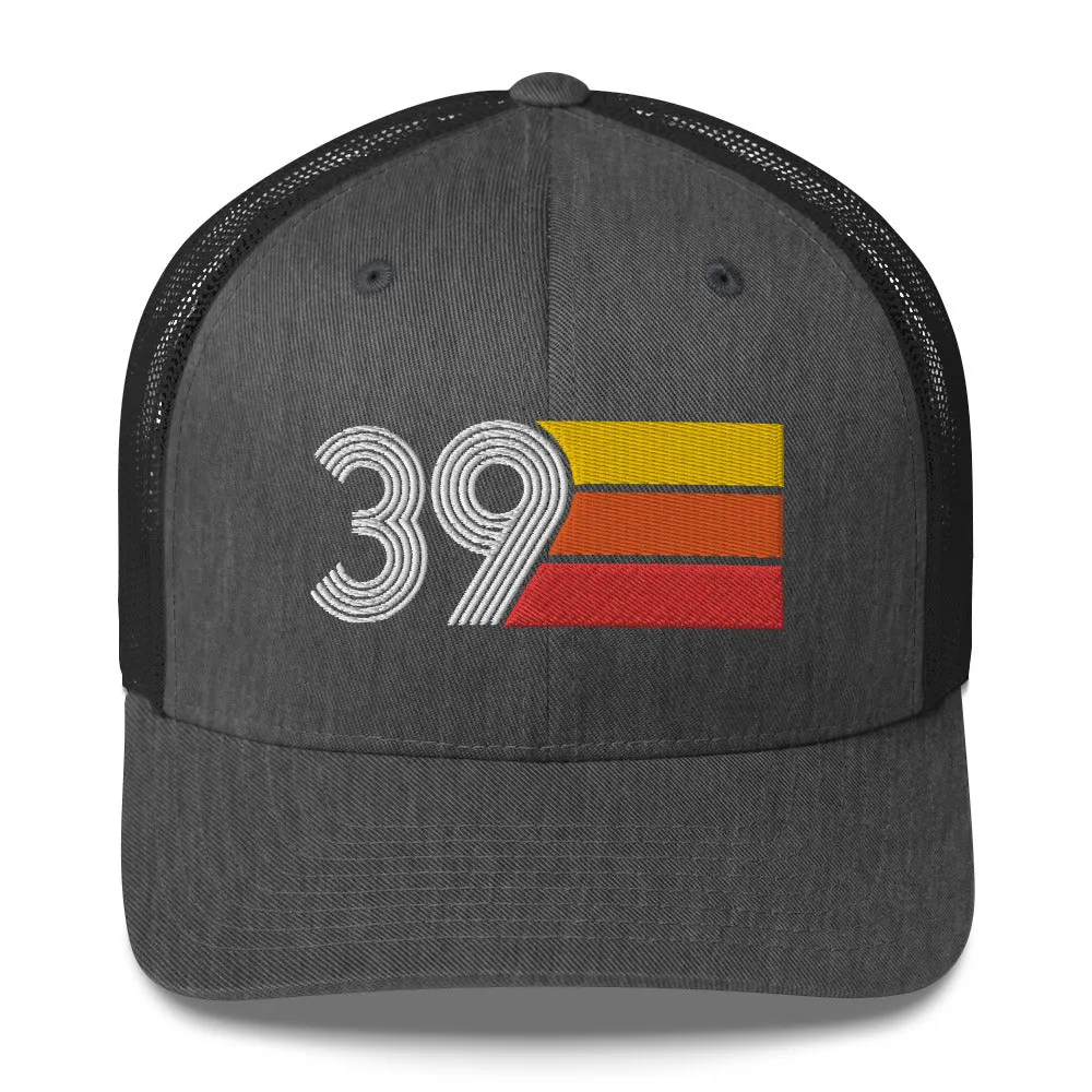 39 Number 39th Birthday Retro Men's Women's Trucker Hat