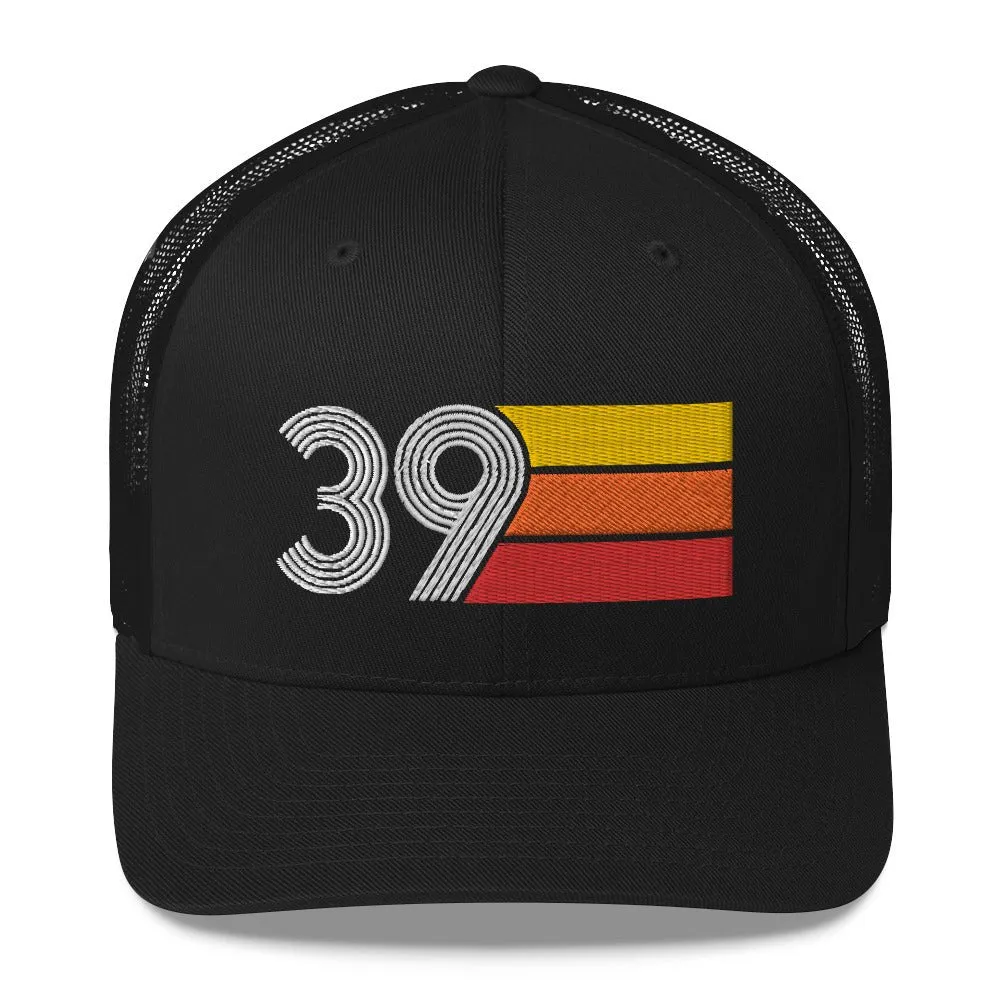 39 Number 39th Birthday Retro Men's Women's Trucker Hat