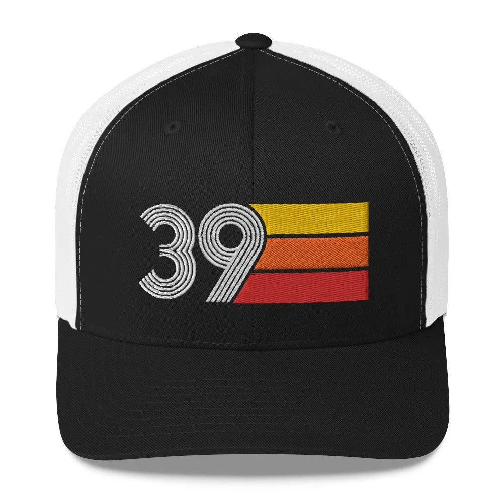39 Number 39th Birthday Retro Men's Women's Trucker Hat