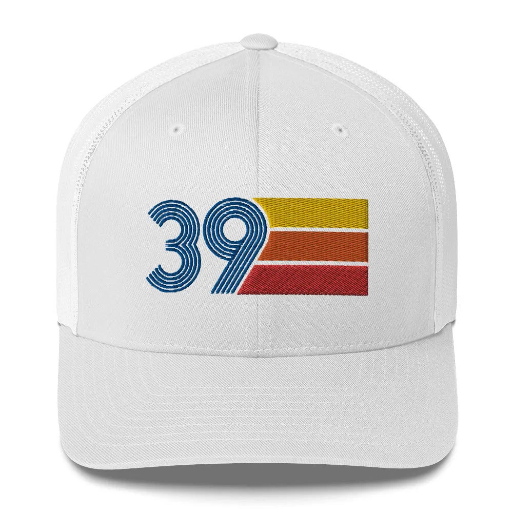 39 Number 39th Birthday Retro Men's Women's Trucker Hat