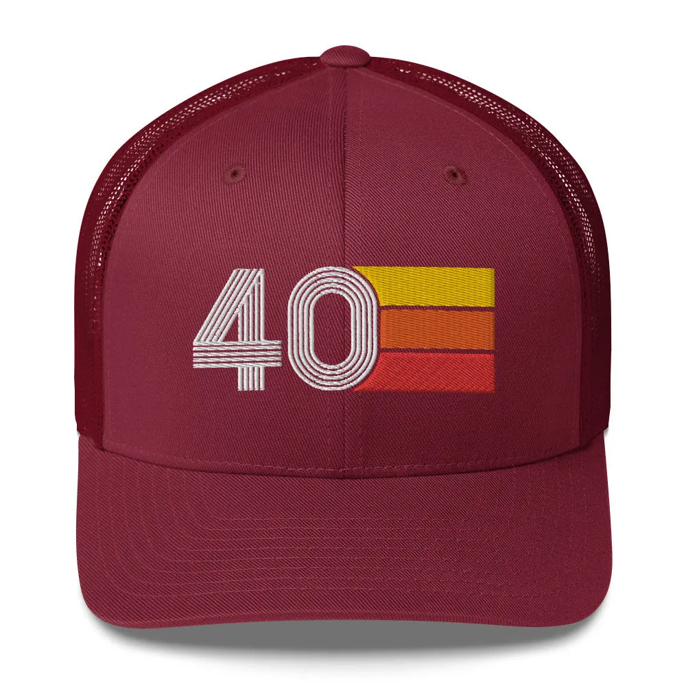 40 - 40th Birthday Retro Hat Trucker Cap