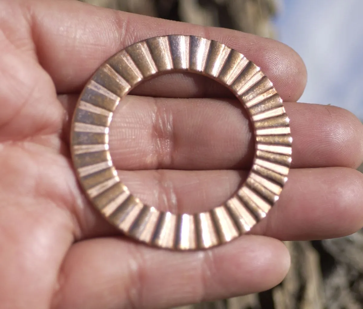 45mm Donut in Ruffled Pattern, Metalworking Stamping Texturing, Jewelry Supplies