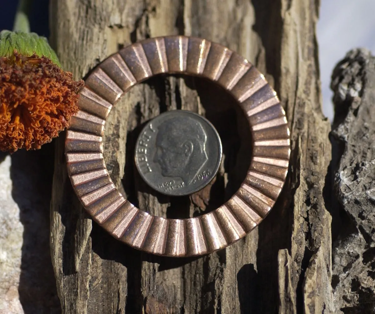 45mm Donut in Ruffled Pattern, Metalworking Stamping Texturing, Jewelry Supplies