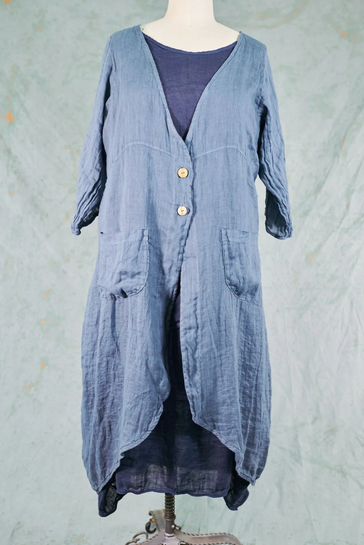 5292 Cyanotype Linen Duster-Century Blue Magic Follows