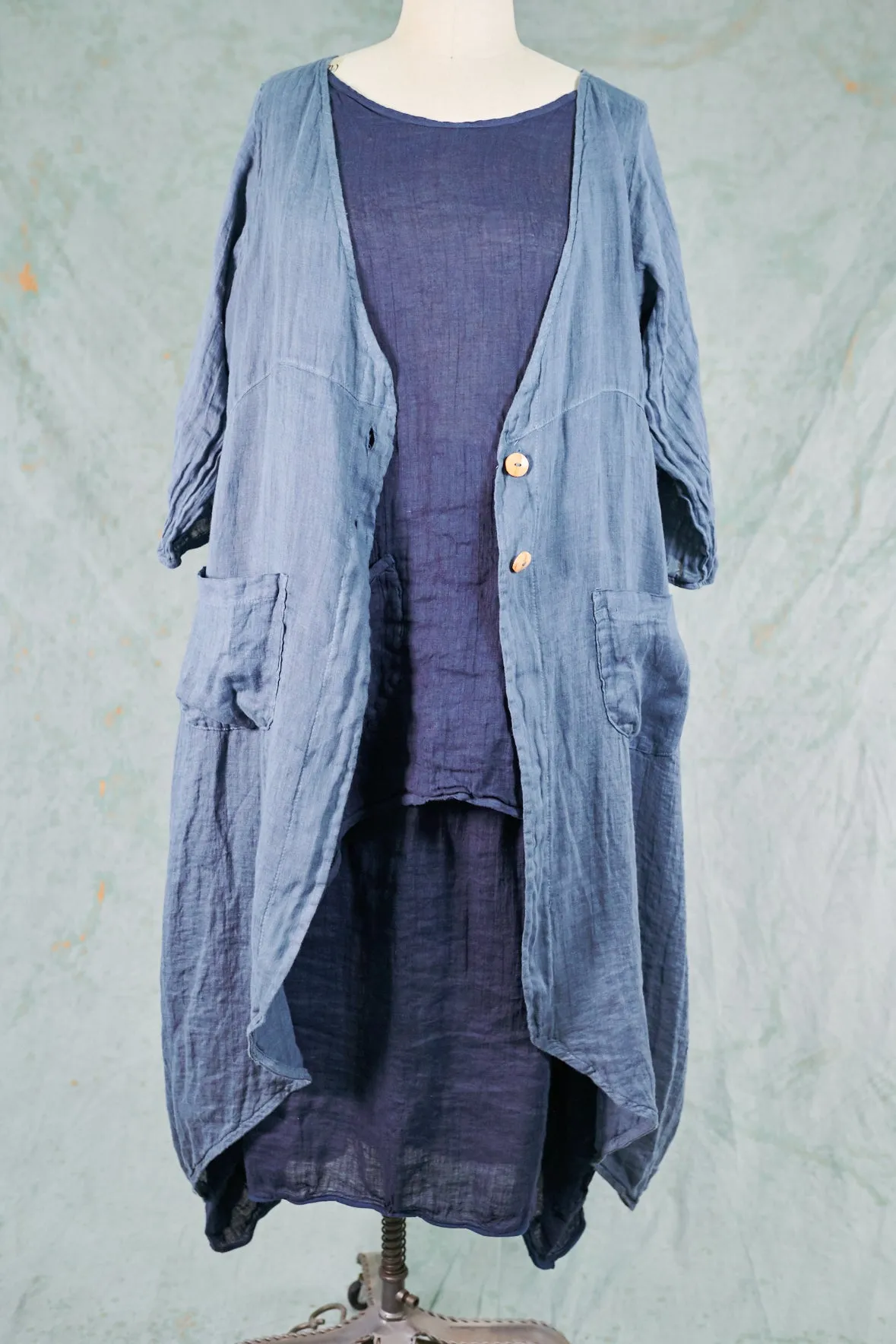 5292 Cyanotype Linen Duster-Century Blue Magic Follows