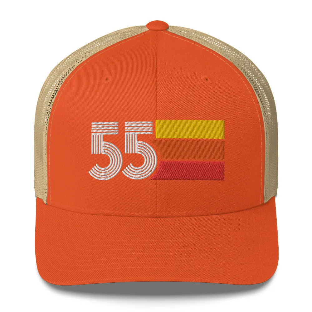 55 Number 1955 Birthday Retro Trucker Hat
