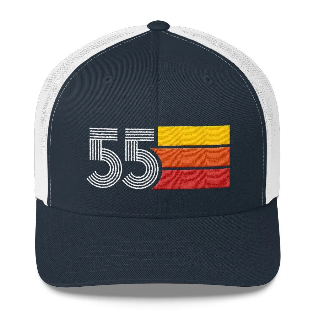 55 Number 1955 Birthday Retro Trucker Hat
