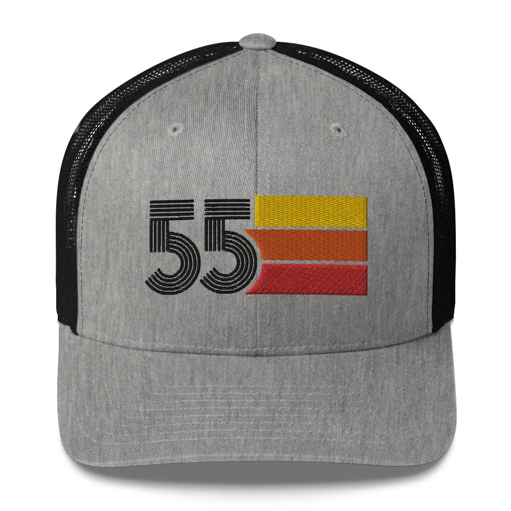 55 Number 1955 Birthday Retro Trucker Hat