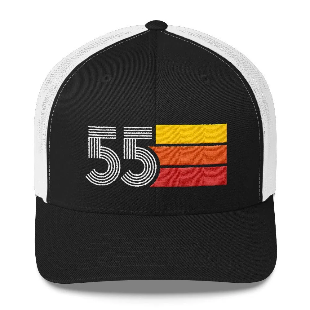 55 Number 1955 Birthday Retro Trucker Hat