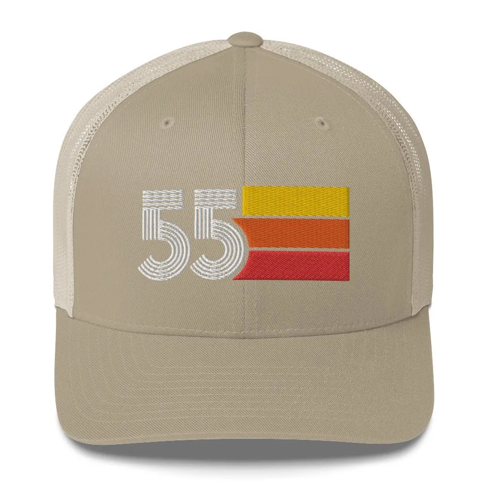 55 Number 1955 Birthday Retro Trucker Hat