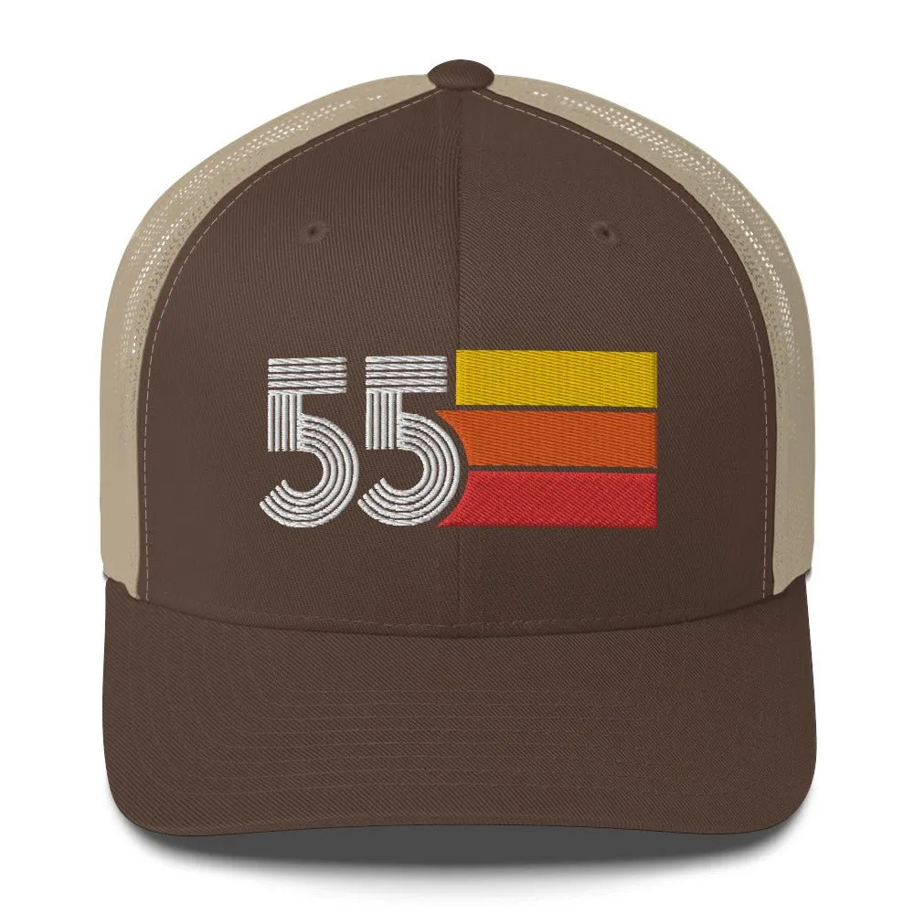 55 Number 1955 Birthday Retro Trucker Hat