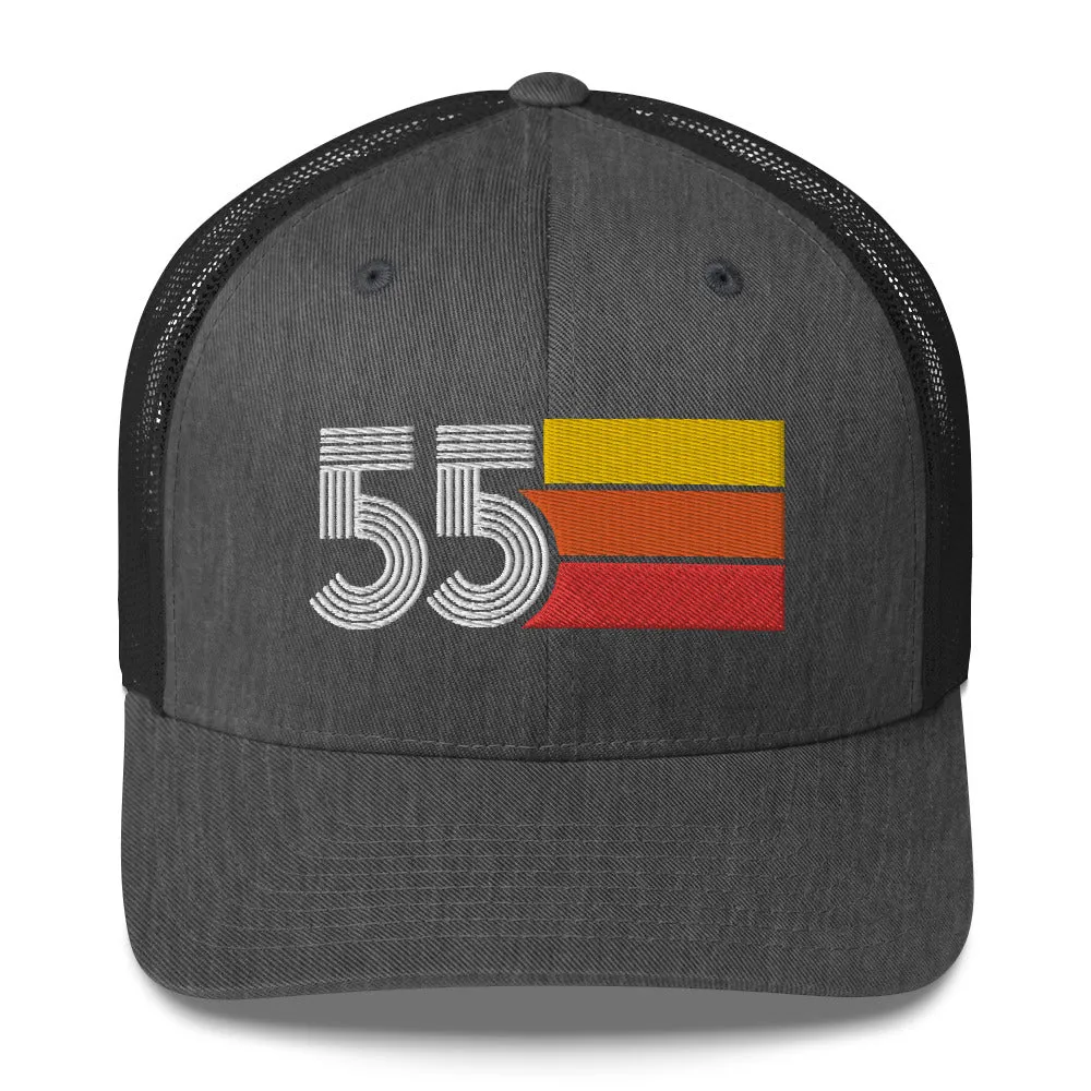 55 Number 1955 Birthday Retro Trucker Hat