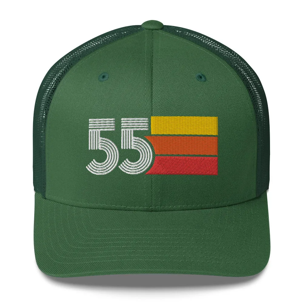 55 Number 1955 Birthday Retro Trucker Hat