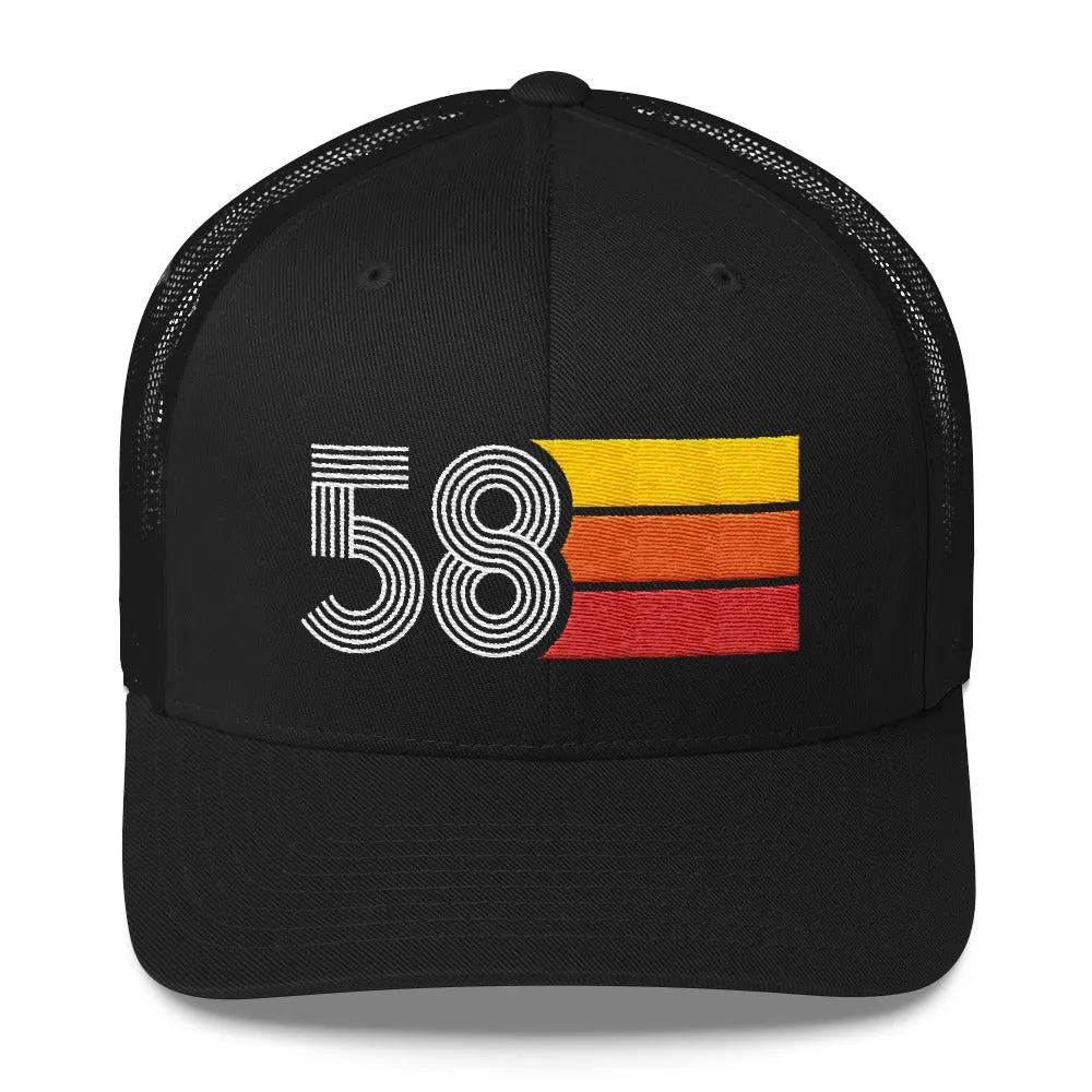58 Number 1958 Birthday Retro Trucker Hat
