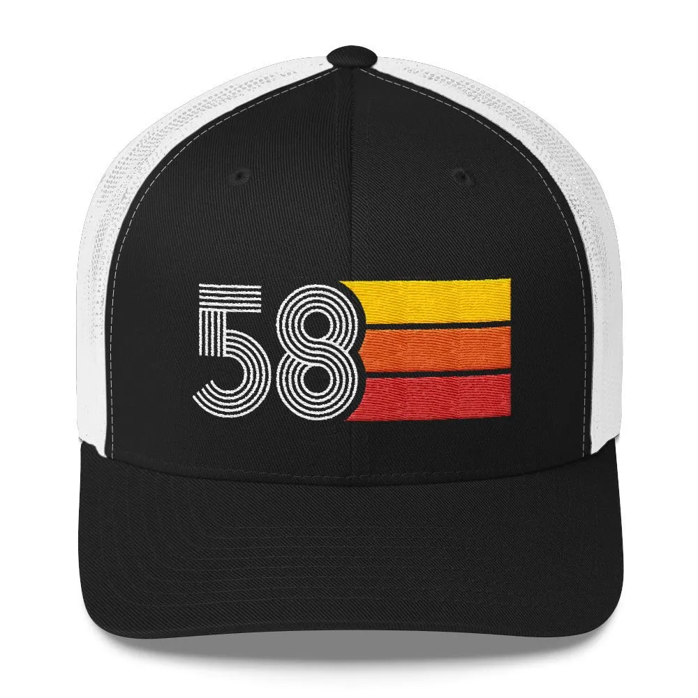 58 Number 1958 Birthday Retro Trucker Hat