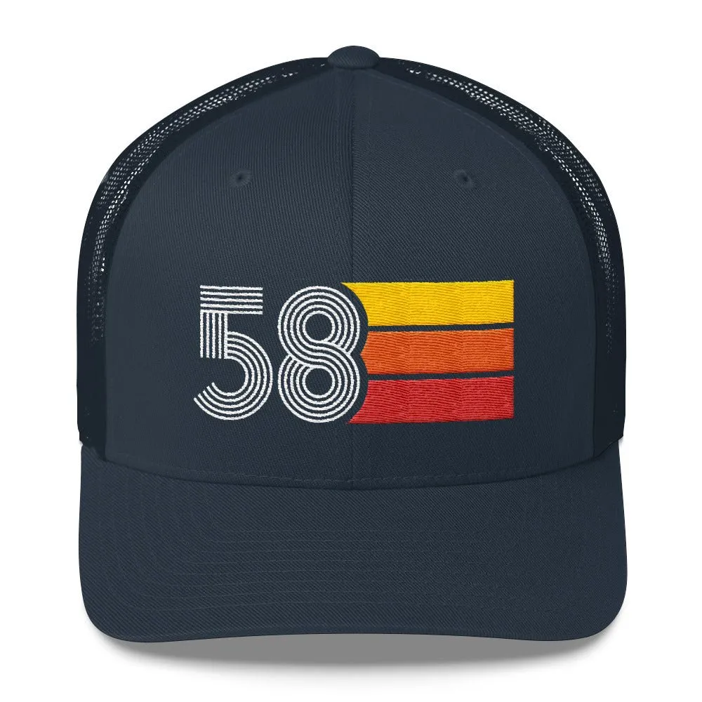 58 Number 1958 Birthday Retro Trucker Hat