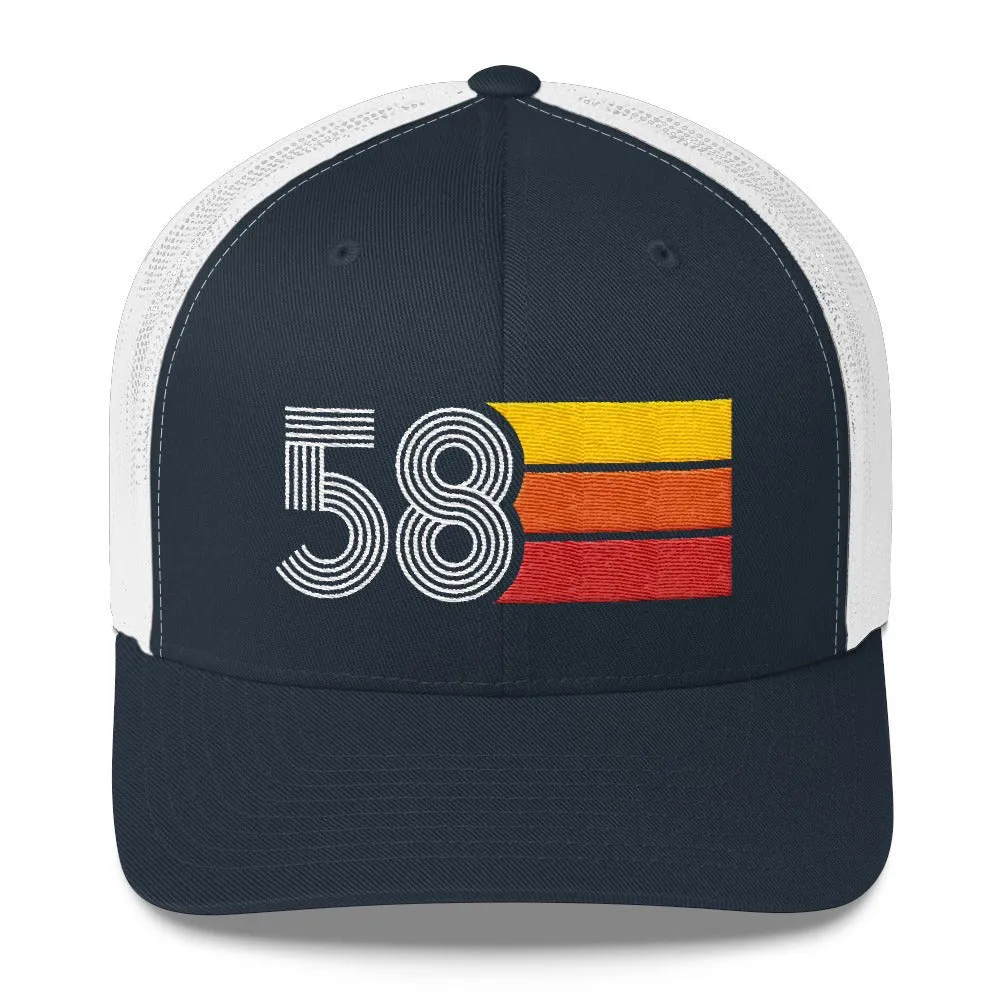 58 Number 1958 Birthday Retro Trucker Hat