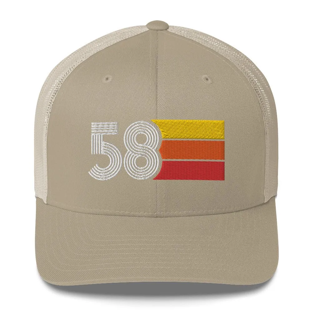 58 Number 1958 Birthday Retro Trucker Hat