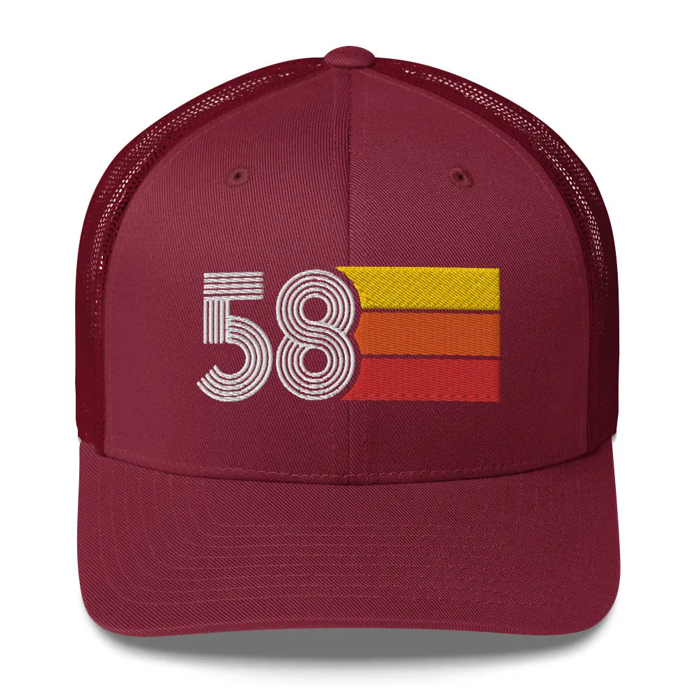 58 Number 1958 Birthday Retro Trucker Hat