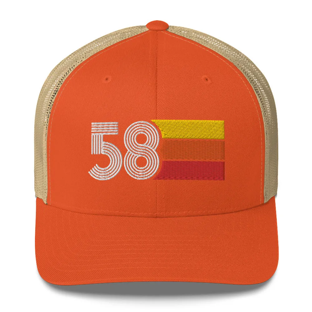 58 Number 1958 Birthday Retro Trucker Hat