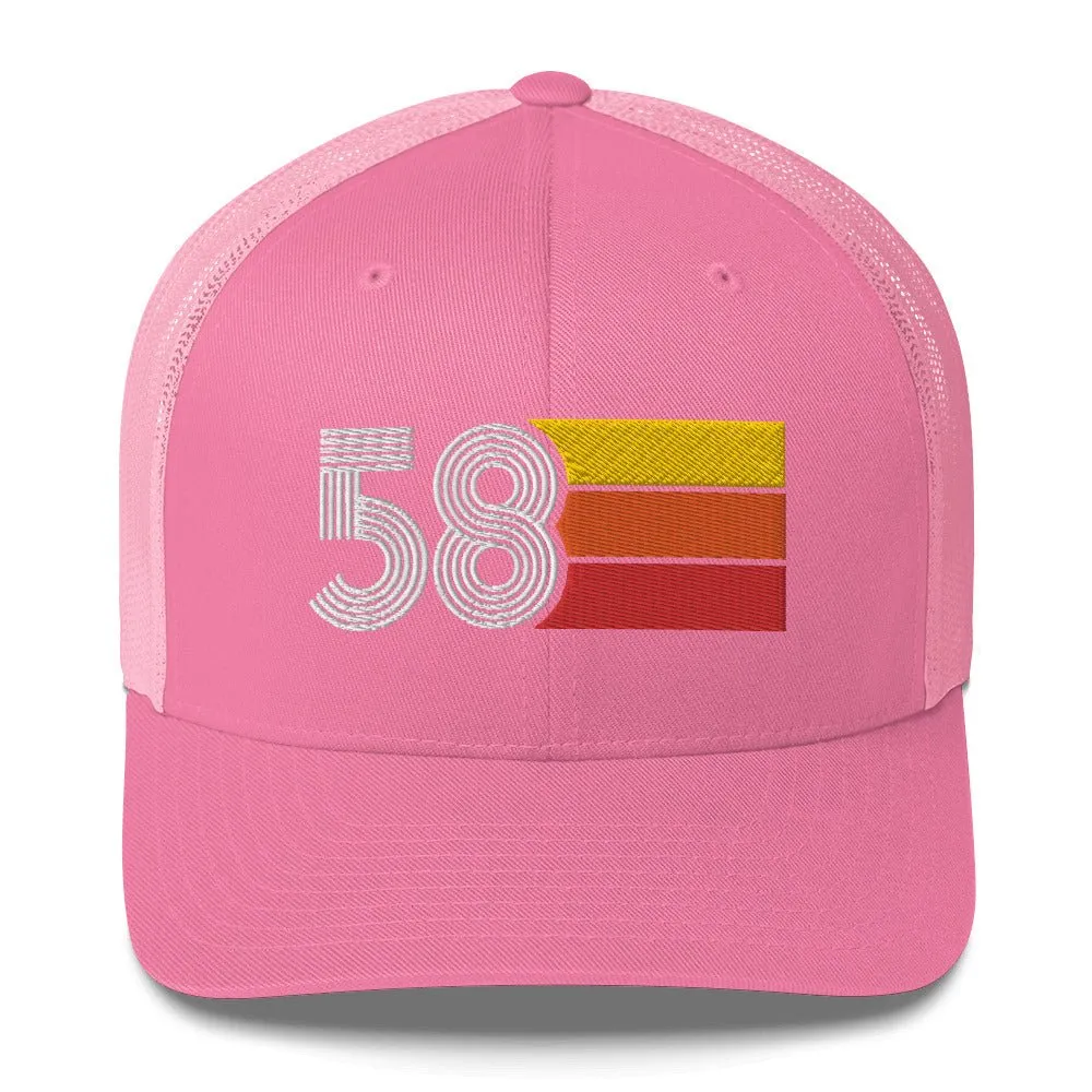 58 Number 1958 Birthday Retro Trucker Hat
