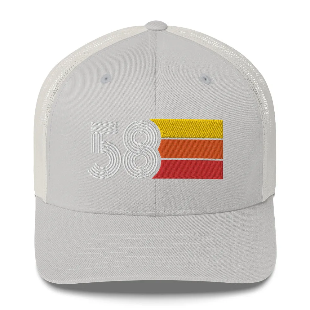 58 Number 1958 Birthday Retro Trucker Hat