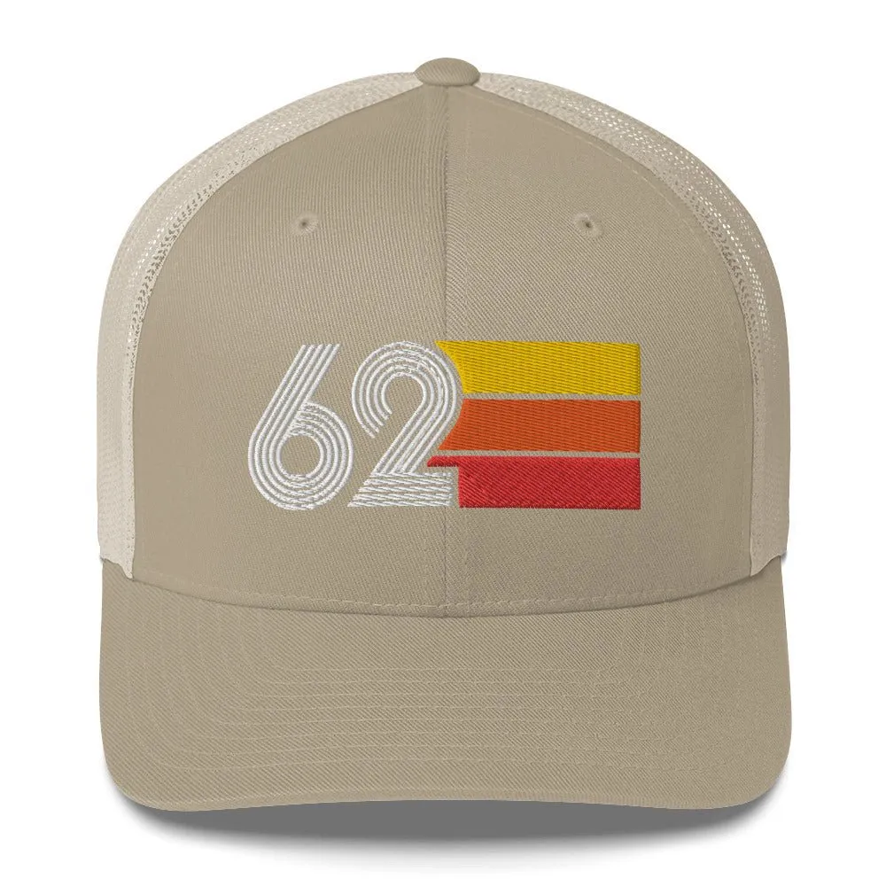 62 Number 1962 Birthday Retro Trucker Hat
