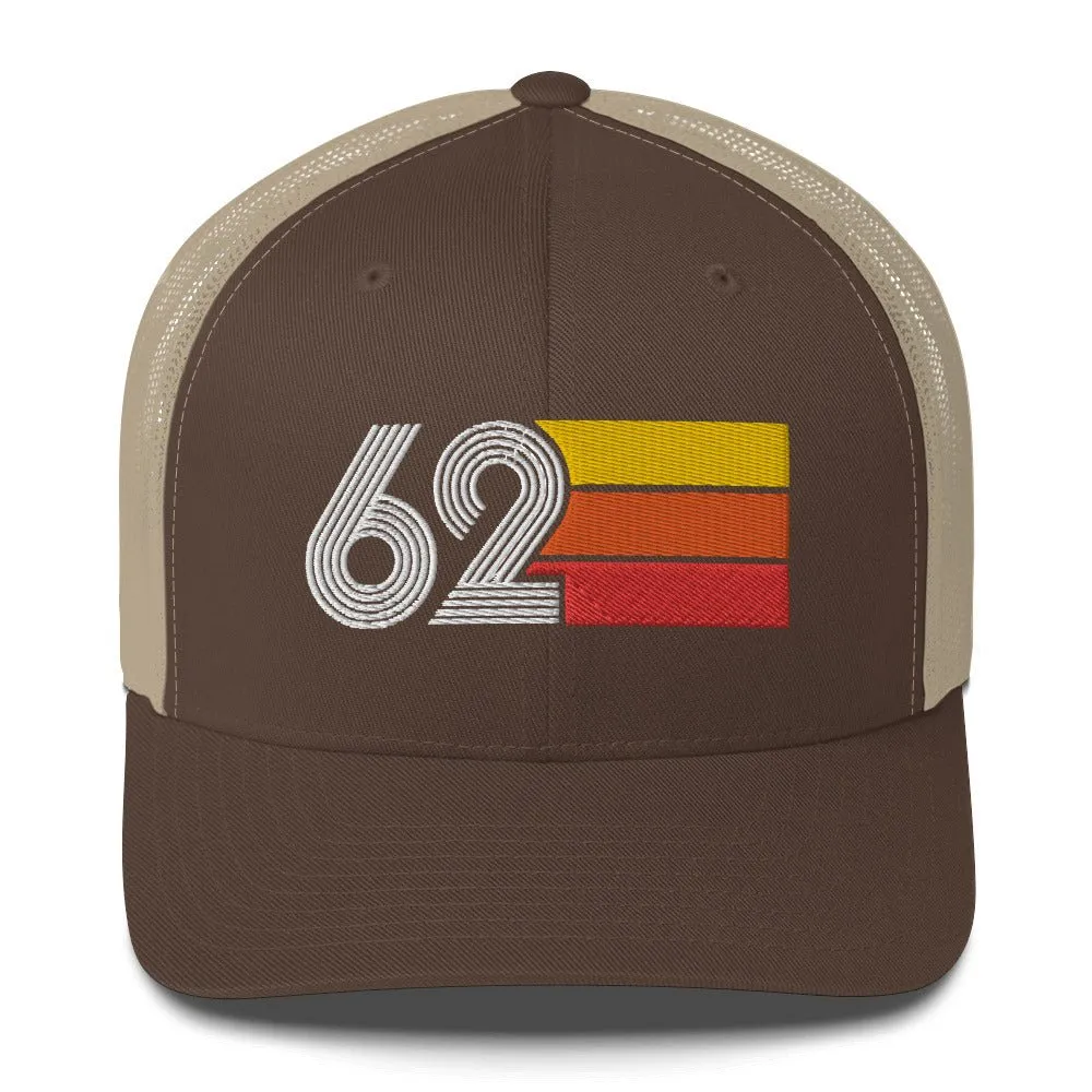 62 Number 1962 Birthday Retro Trucker Hat