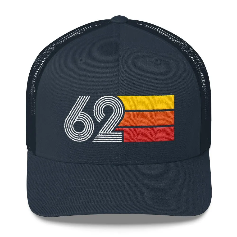62 Number 1962 Birthday Retro Trucker Hat