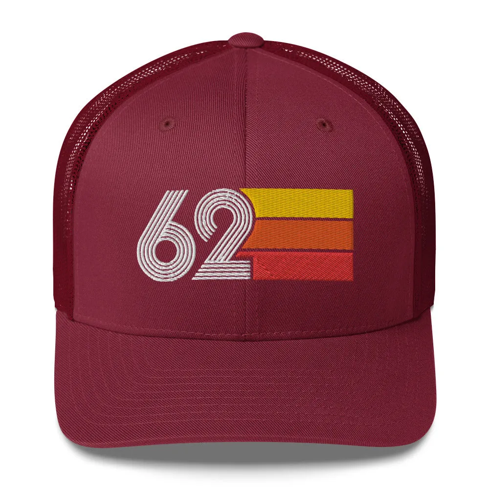 62 Number 1962 Birthday Retro Trucker Hat