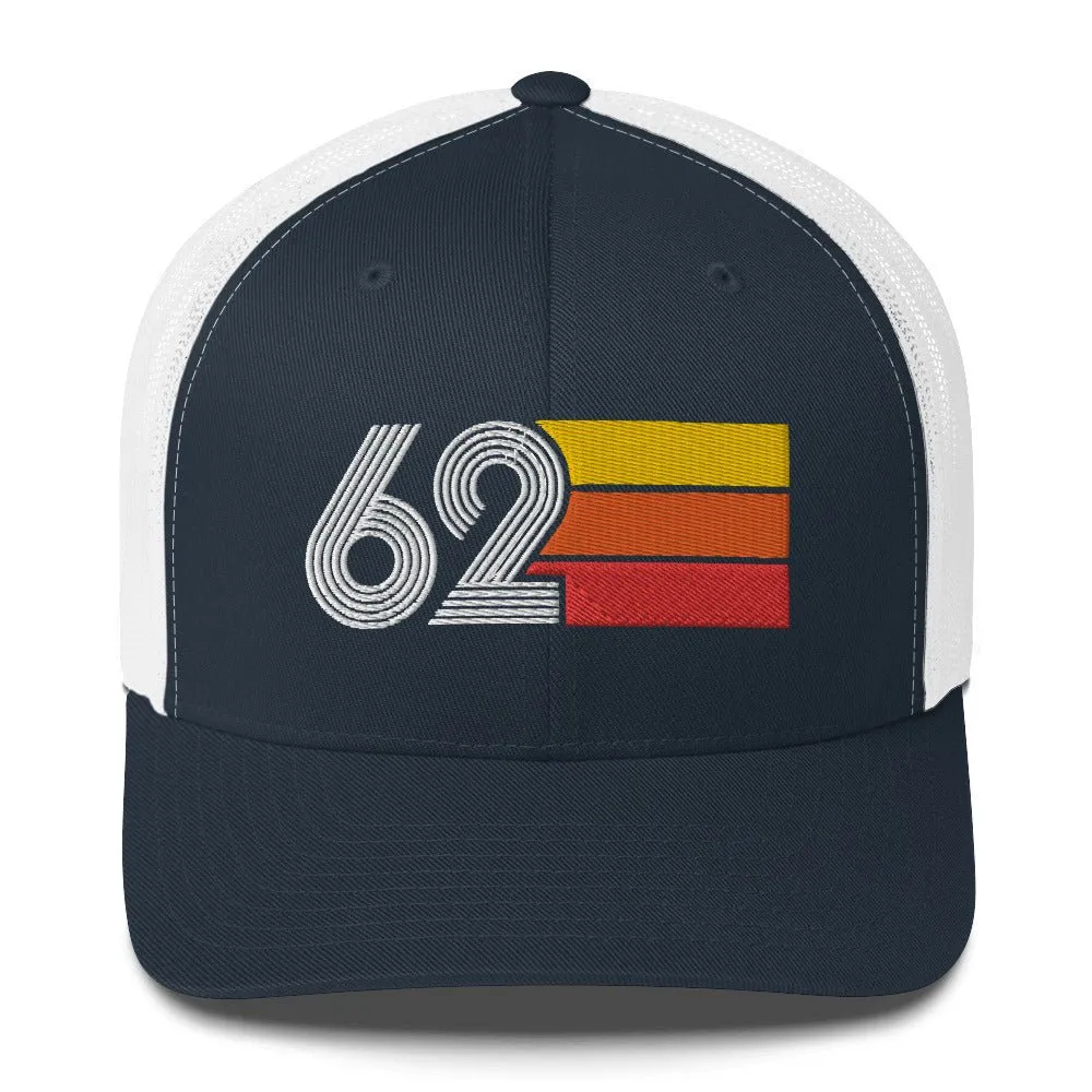 62 Number 1962 Birthday Retro Trucker Hat